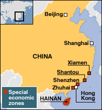 Las ZEE de China-- Tomado de la BBC